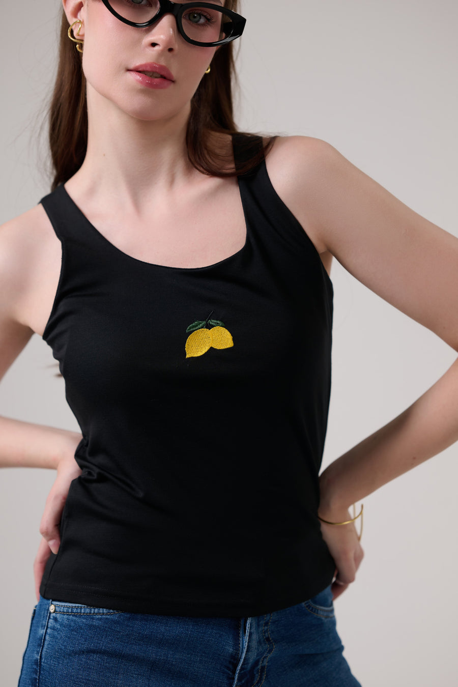 Lemon Embroidery Tank Top