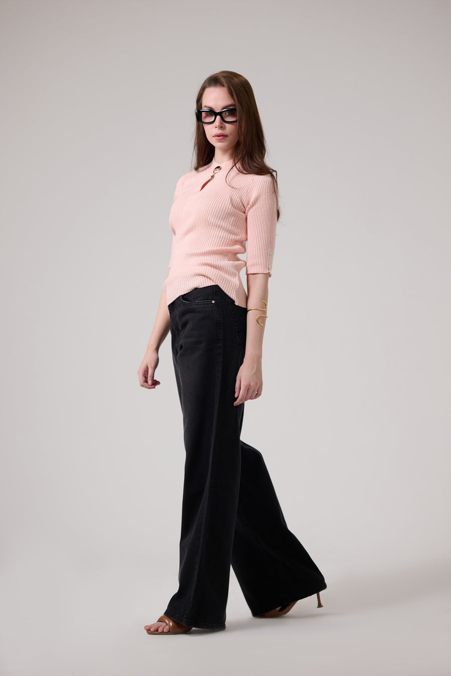 Weathered Black Wide Leg Jeans