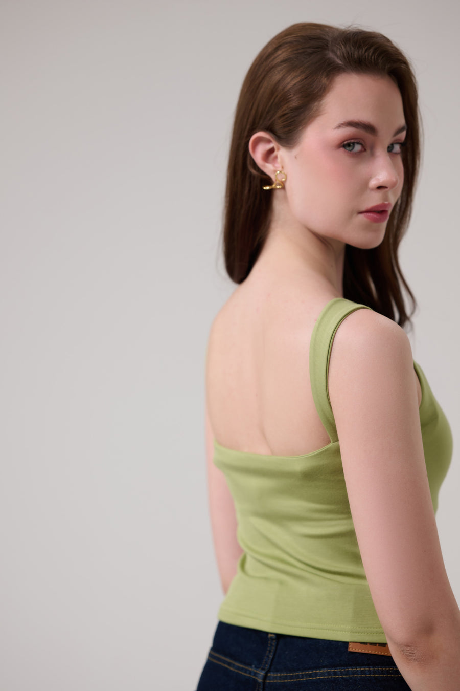 Green Deep Back Tank Top