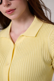 Yellow Snatched Waist Knit Top