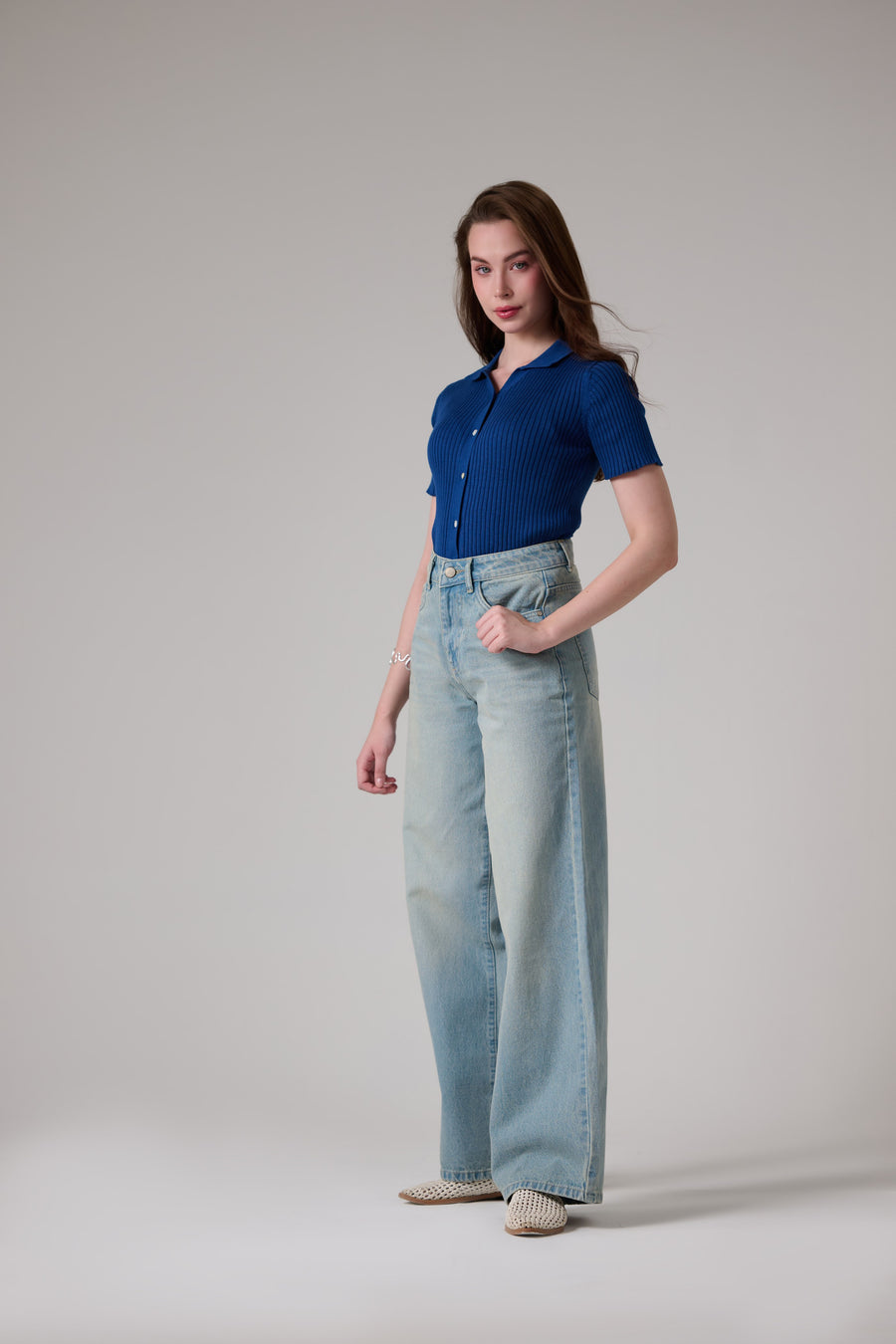 Tinted Light Blue Wide leg jeans