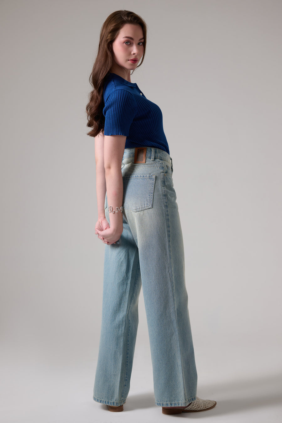 Tinted Light Blue Wide leg jeans