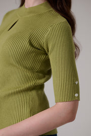 Green Rib Knit Top