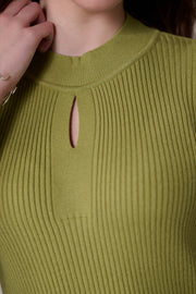 Green Rib Knit Top