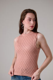 Textured Knit Peach Tank Top
