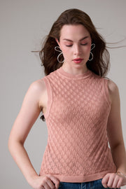 Textured Knit Peach Tank Top