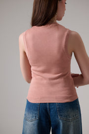 Textured Knit Peach Tank Top