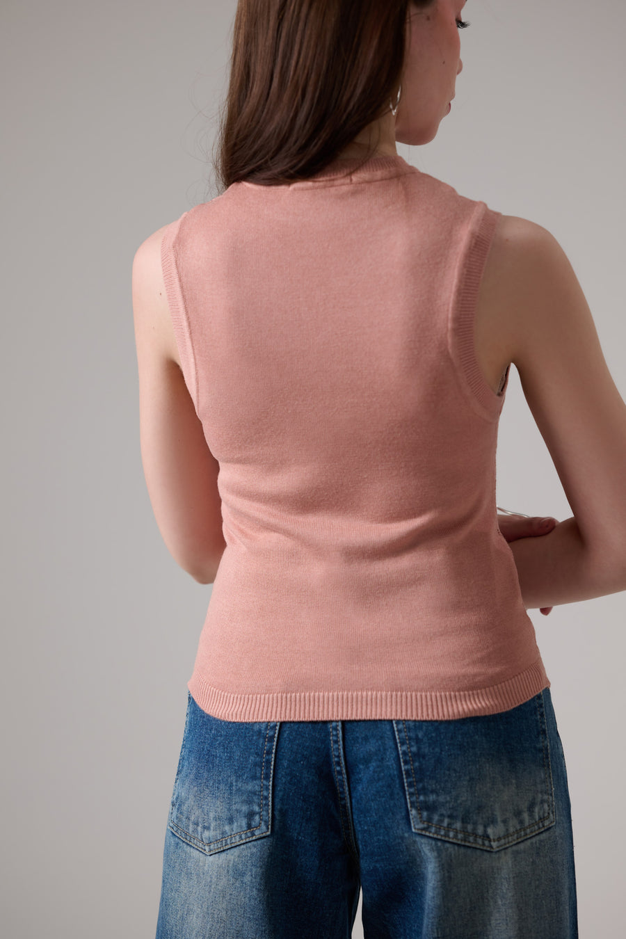 Textured Knit Peach Tank Top