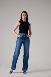 Midnight Blue High cuff Straight Jeans