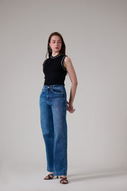 Midnight Blue High cuff Straight Jeans