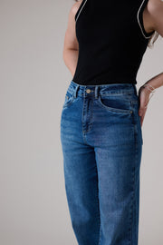 Midnight Blue High cuff Straight Jeans