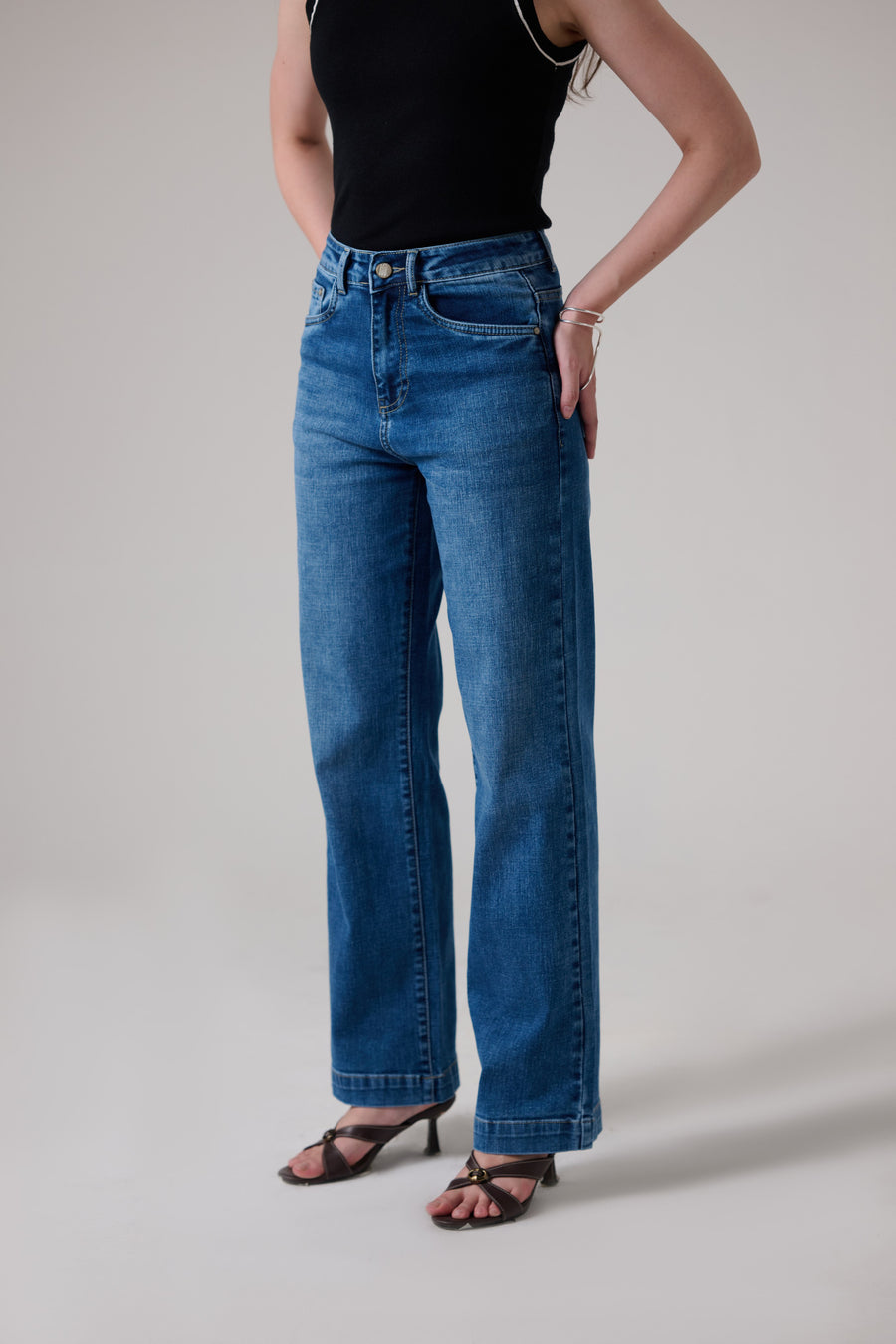 Midnight Blue High cuff Straight Jeans