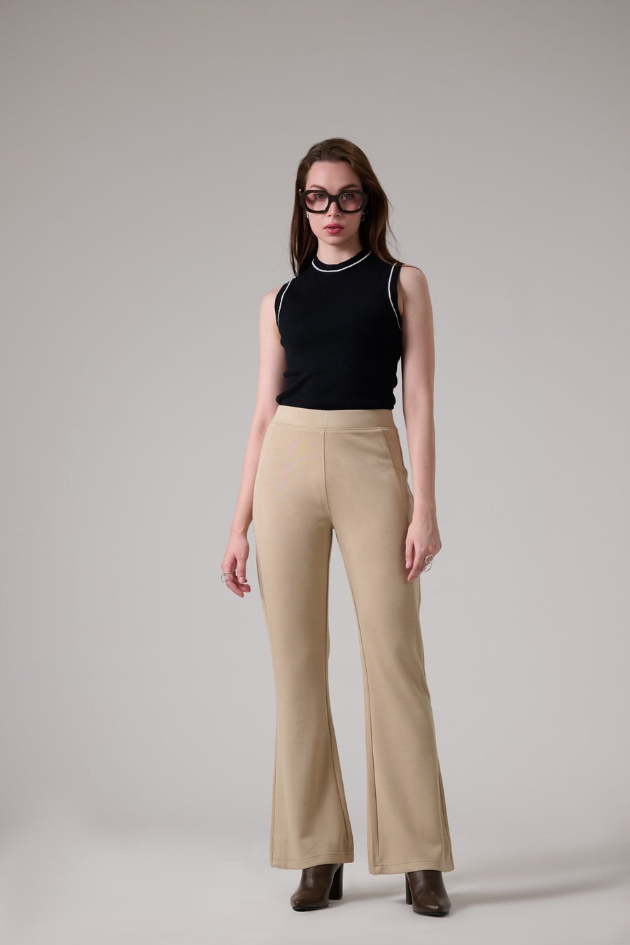 Cream Flared Pants