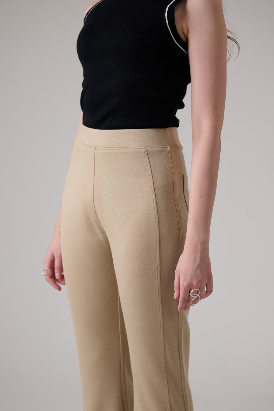Cream Flared Pants