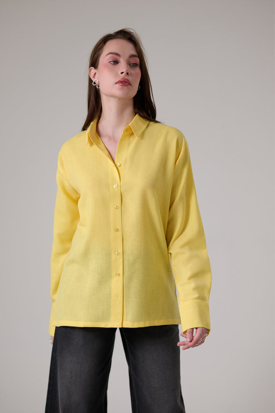 Yellow Oversized Linen Shirt
