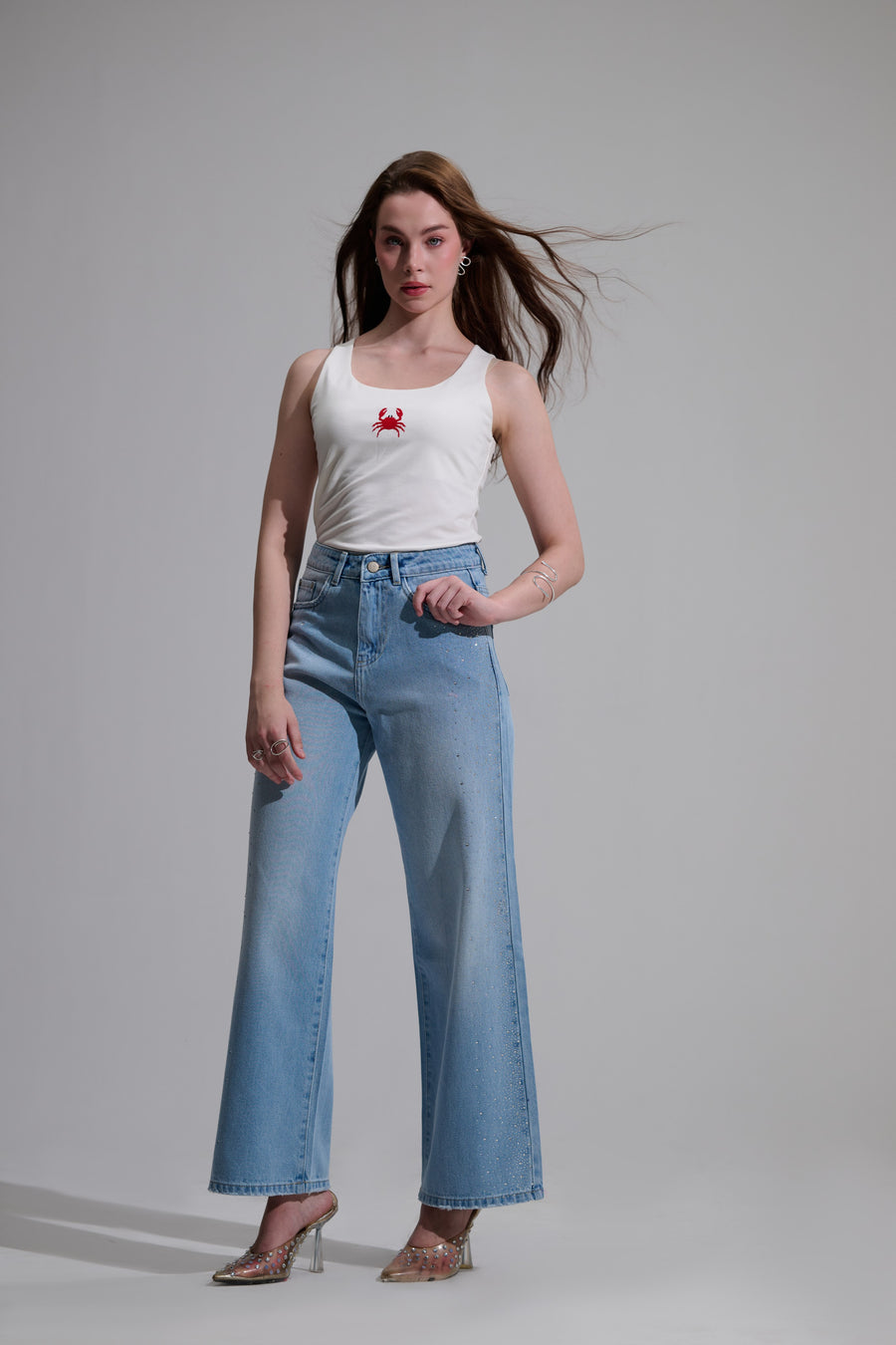 Shimmer Wideleg Jeans