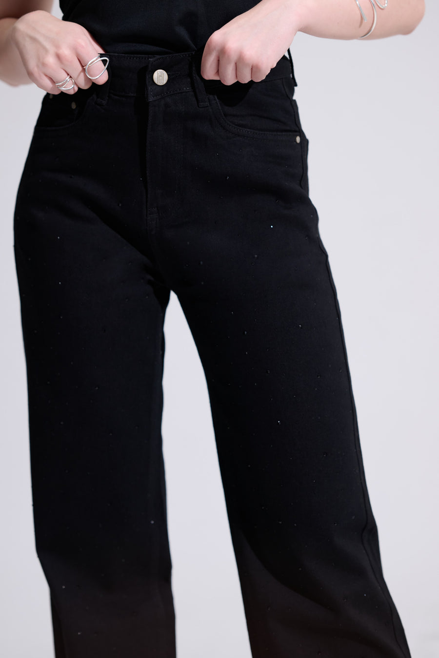 Studded Straight Fit Jeans