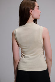 Textured Knit Beige Tank Top