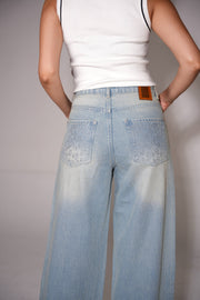 Leopard Rhinestone Wideleg Jeans