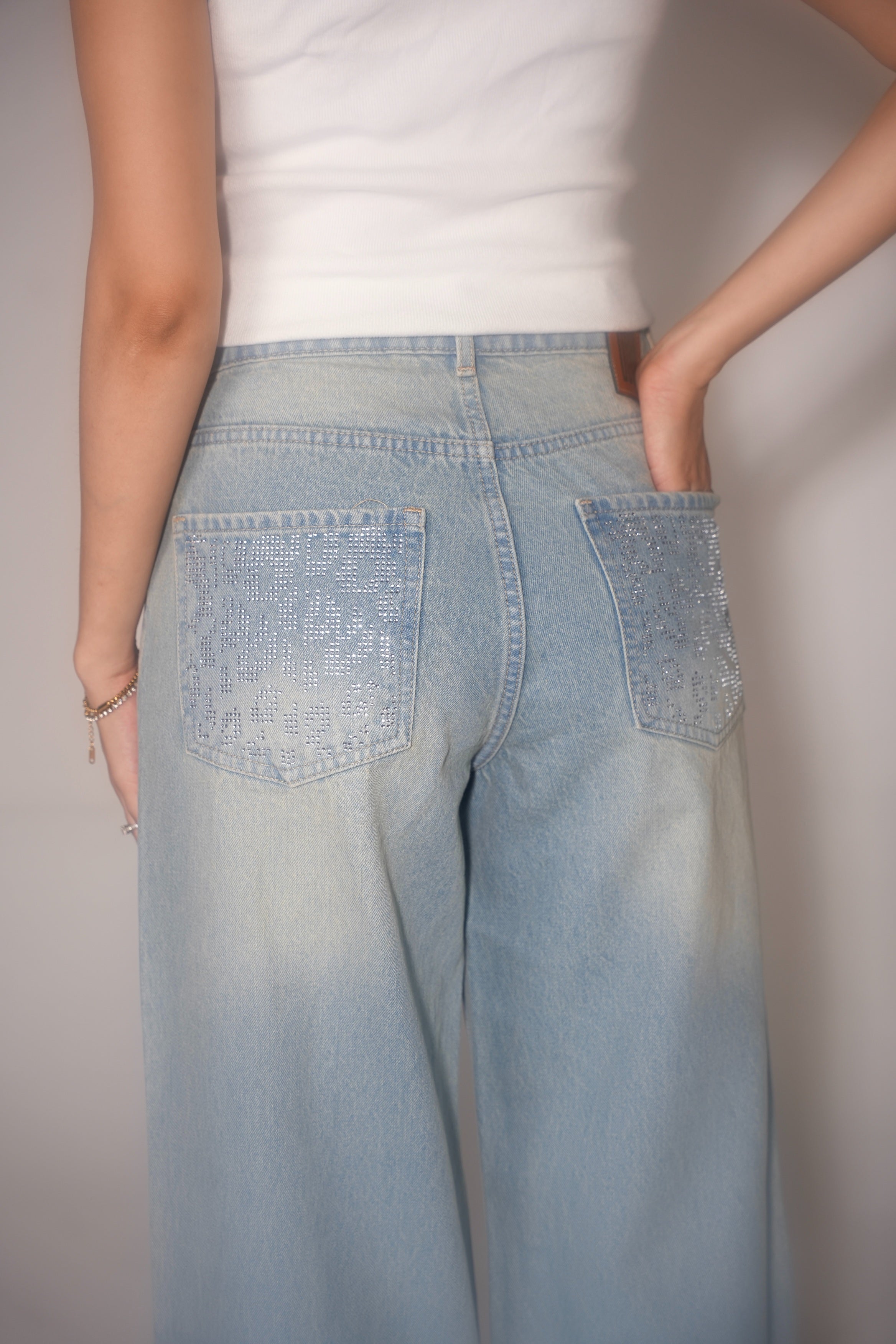 Leopard Rhinestone Wideleg Jeans