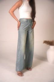 Leopard Rhinestone Wideleg Jeans