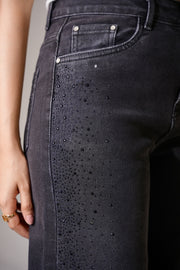 Black Shimmer Wideleg Jeans