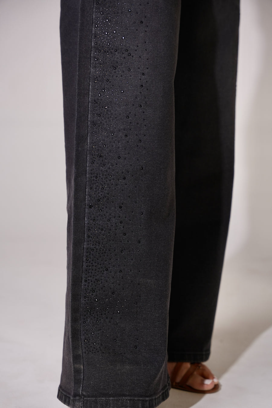 Black Shimmer Wideleg Jeans
