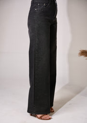 Black Shimmer Wideleg Jeans