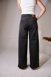 Black Shimmer Wideleg Jeans