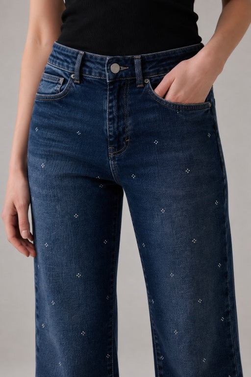 Pixel Studded Straight Fit Jeans