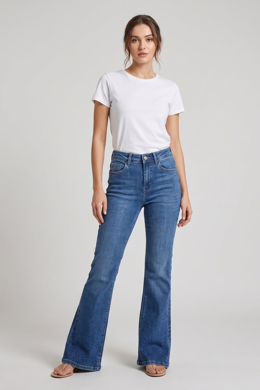 Blue Rhinestone Bootcut Jeans