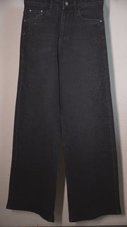 Black Shimmer Wideleg Jeans