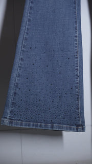 Blue Rhinestone Bootcut Jeans